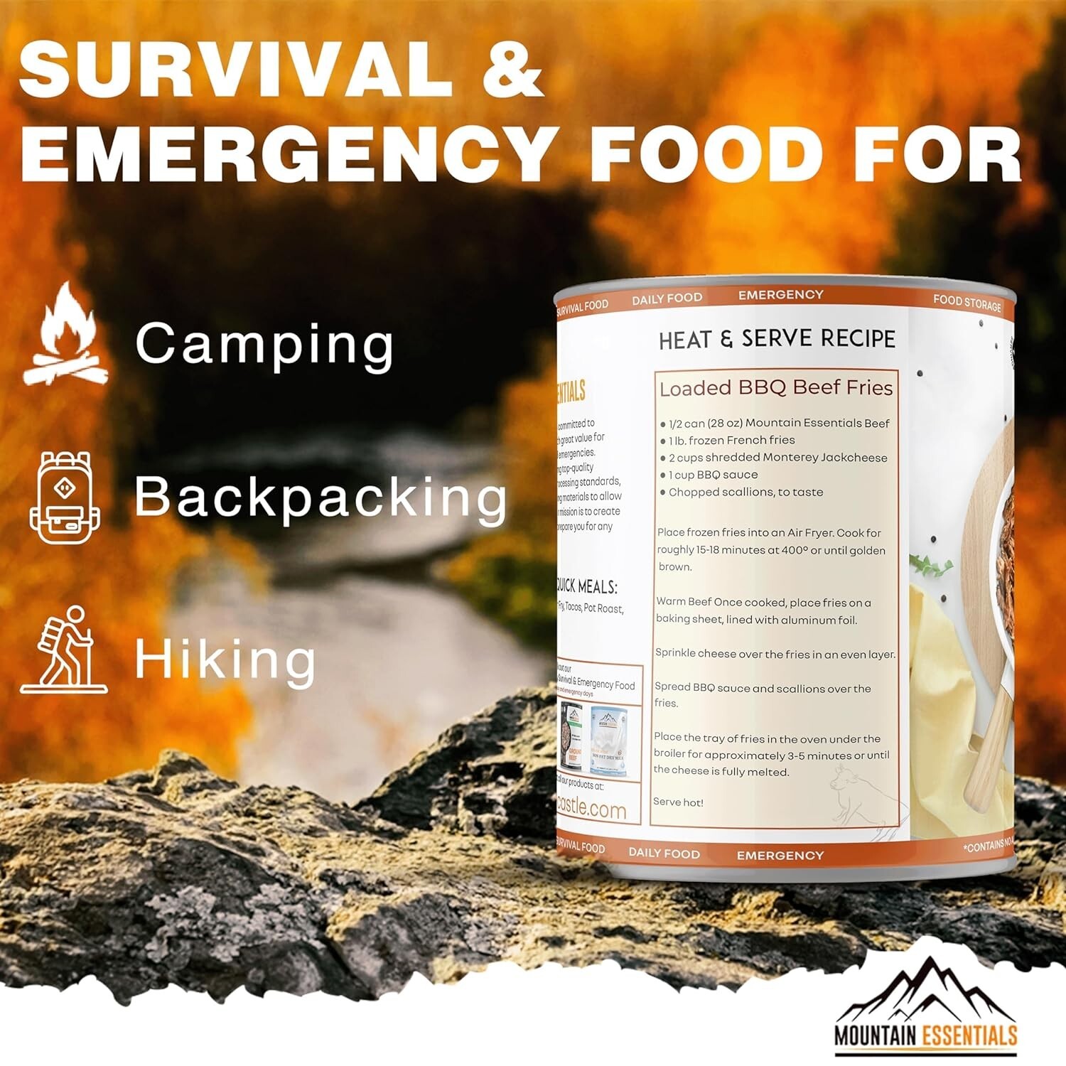 MOUNTAIN ESSENTIALS Fully Cooked Ready to Eat Canned Beef 28 Oz | Pack of 12