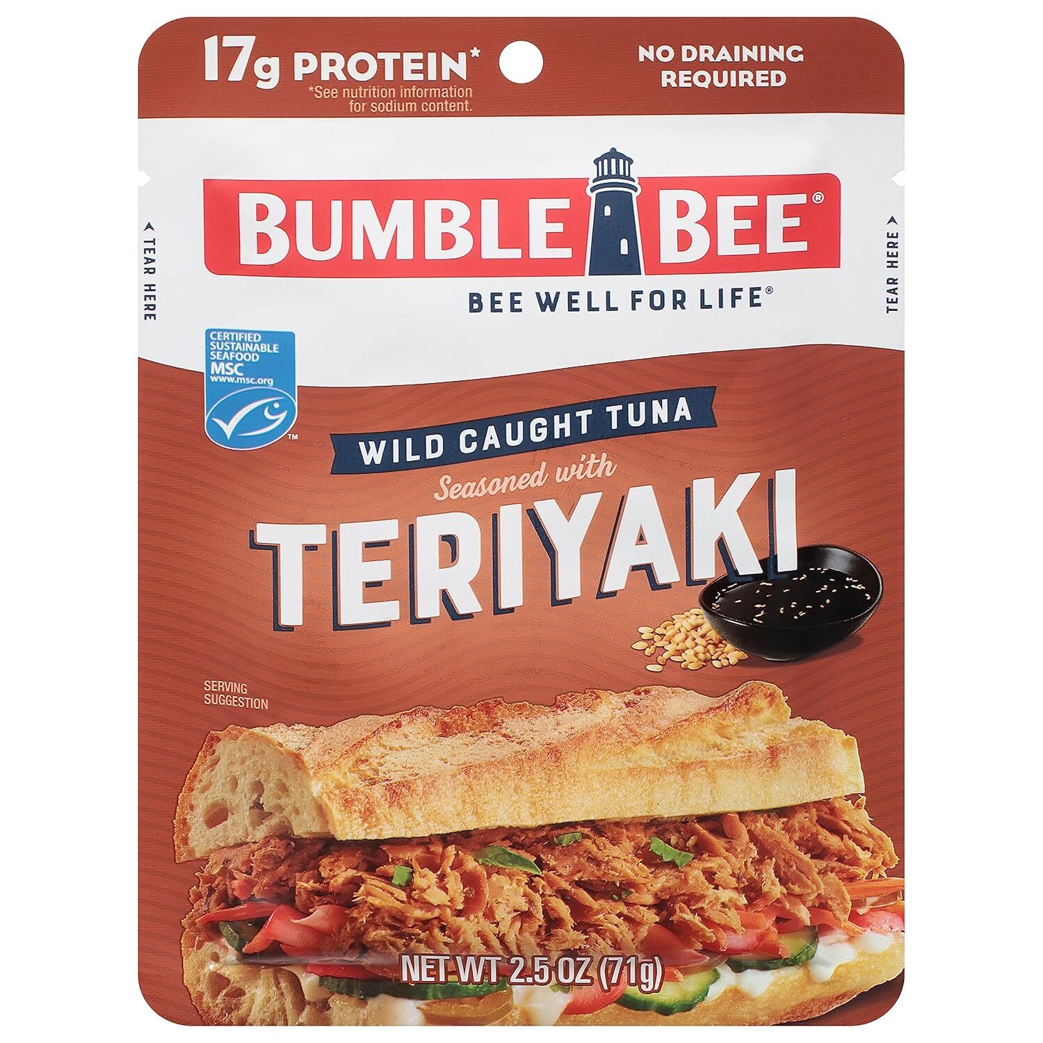 Bumble Bee Teriyaki Seasoned Tuna 2.5 oz Pouch – Ready to Eat – Wild Caught T…
