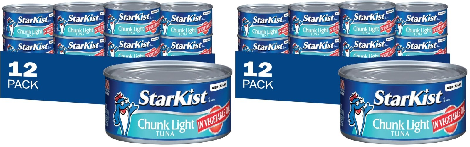 Chunk Light Tuna in Oil, 12 Oz Cans – Bulk Pack of 24, High Protein, Low Fat