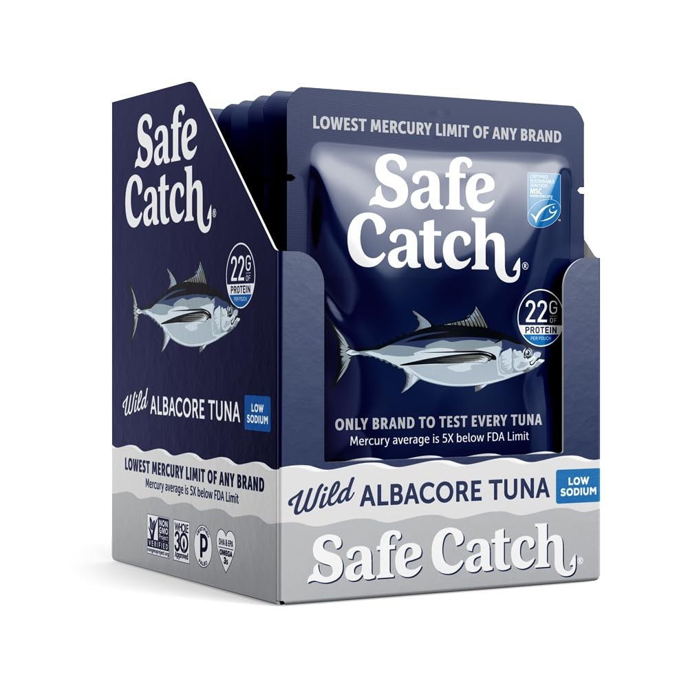 Safe Catch Wild Albacore Tuna Fish Pouch, Low Sodium and Mercury-Tested, Lean…