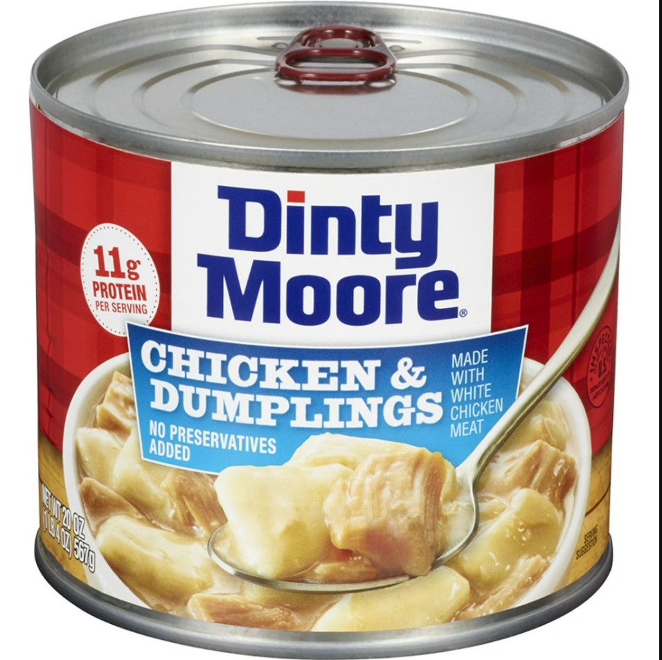 Dinty Moore Chicken Dumpling 8 Pack 20oz Cans Shelf Stale 11g Protein Bulk Meal