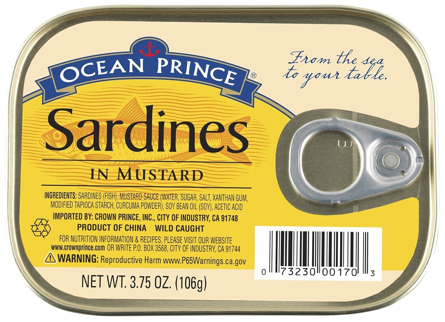 Ocean Prince Sardines in Mustard – 12 Pack of 3.75 oz Cans for Healthy Snacking