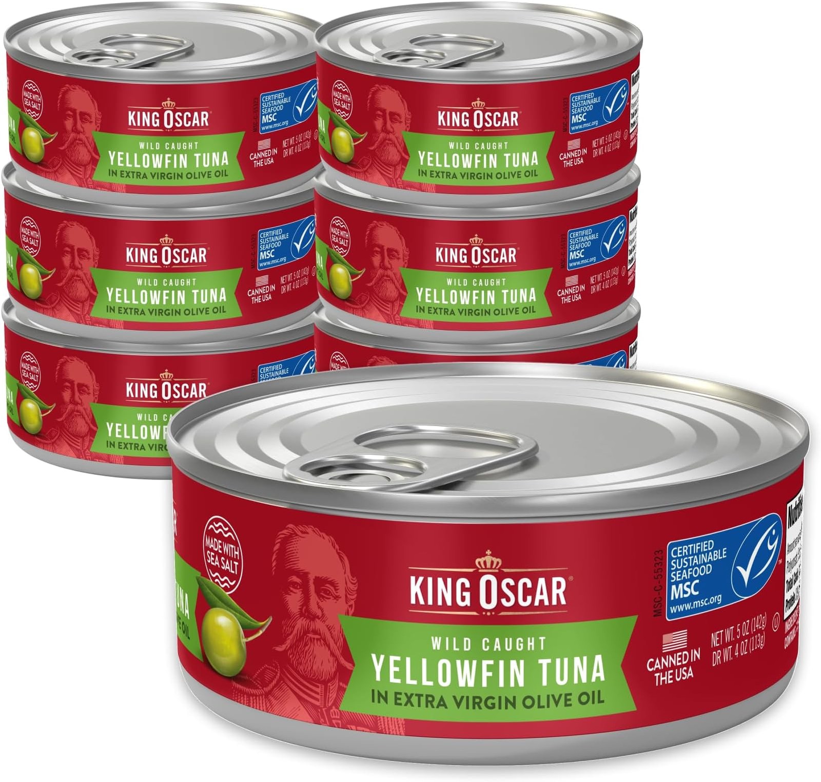 King Oscar Yellowfin Tuna in Extra Virgin Olive Oil, 5 Ounce Cans (Pack of 6)…
