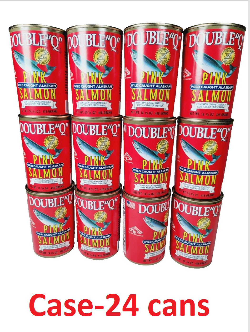 24 CANS Double “Q” Wild Caught Alaskan Pink Salmon 14.75 oz