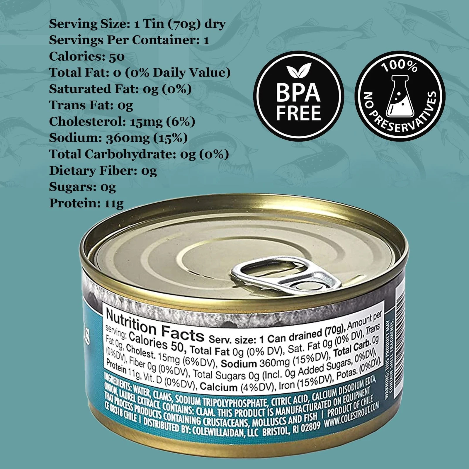 COLES CANNED AND CHOPPED CLAMS – Harvested in Crystal Clear Water Gluten Free…