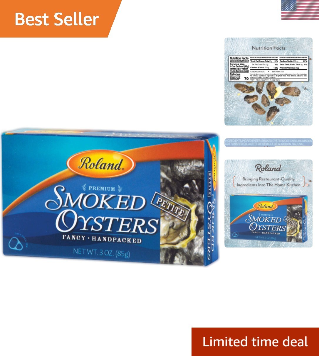 Petite Smoked Oysters in Oil – Wild Caught, 3 Oz Tin, Pack of 10