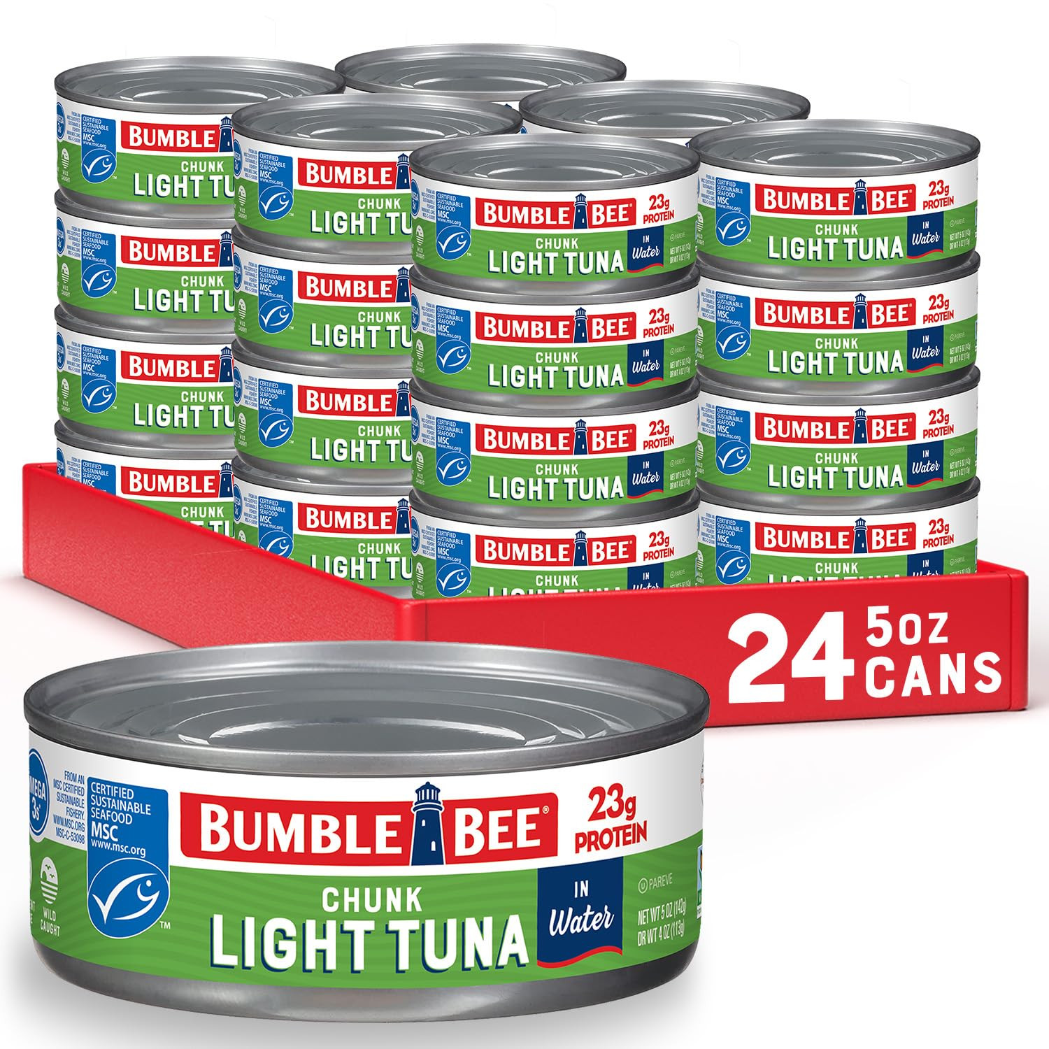 Chunk Light Tuna in Water, 5 Oz Cans (Pack of 24) – Wild Caught Skipjack Tuna –