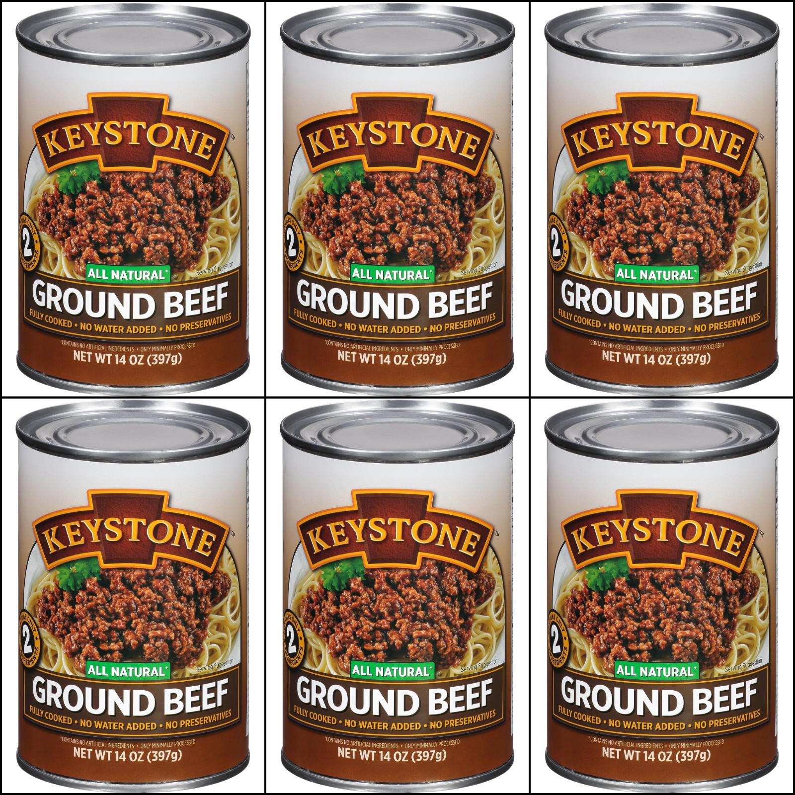 6 Canned Ground Beef 🇺🇸 USA Made Keystone Meat 14 Oz Ex 10/2029 Emergency Food