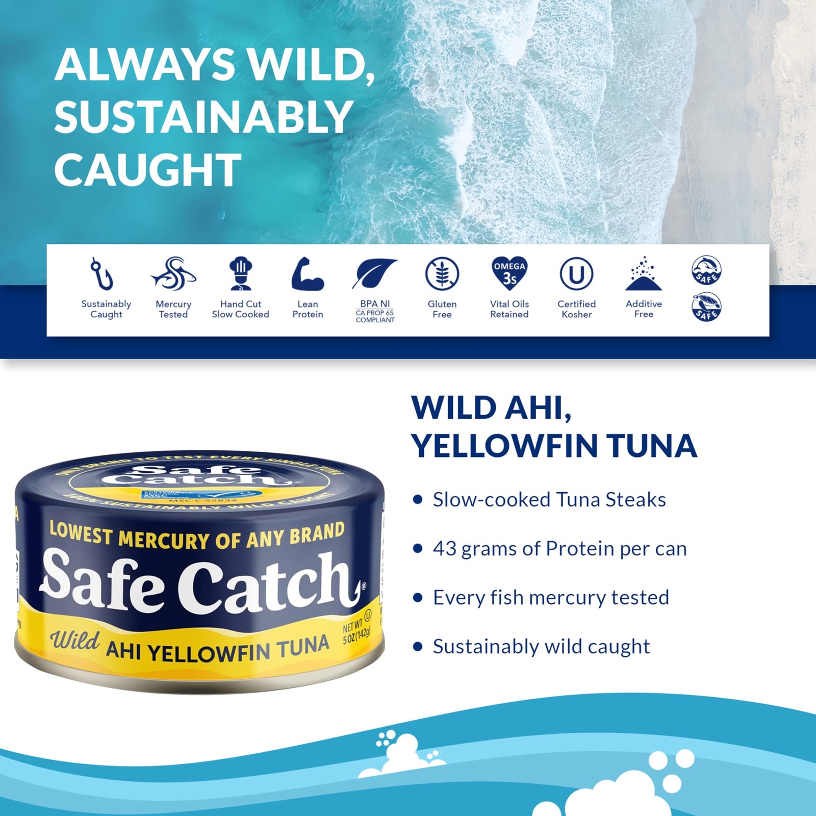 Safe Catch Wild Ahi Yellowfin Tuna Fish Canned, Wild Caught, Lowest Mercury, …