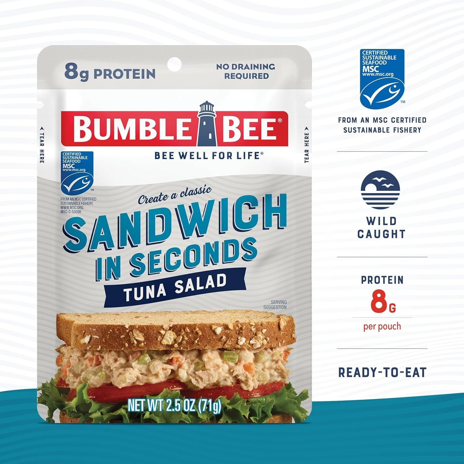 Sandwich in Seconds Tuna Salad, 2.5 oz Pouch – Ready to Eat