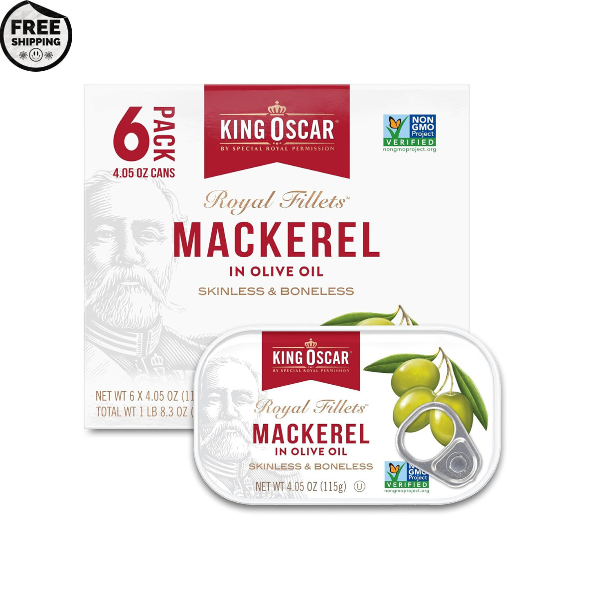Skinless & Boneless Mackerel In Olive Oil, 4.05-Ounce Cans (Pack Of 6)