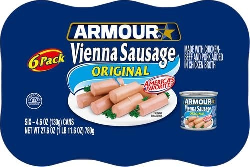 Armour Star Vienna Sausage Original Flavor Canned Sausage 4.6 oz Pack of 6