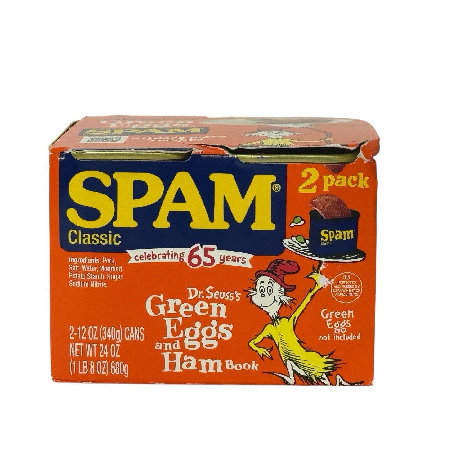 Spam Classic Green Eggs And Ham SPAM LIMITED EDITION Two 12oz Cans 6/2028