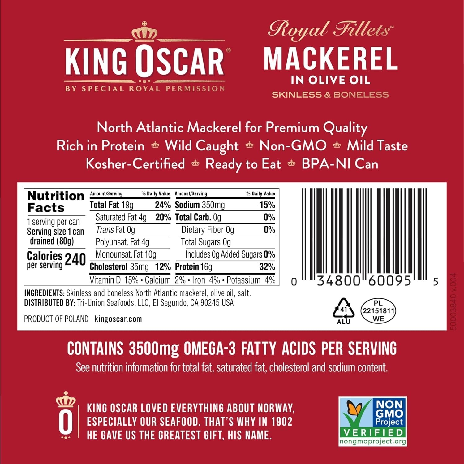 Mackerel in Olive Oil, 4.05 Ounce Can Pack of 3, Packaging May Vary, Skinless…