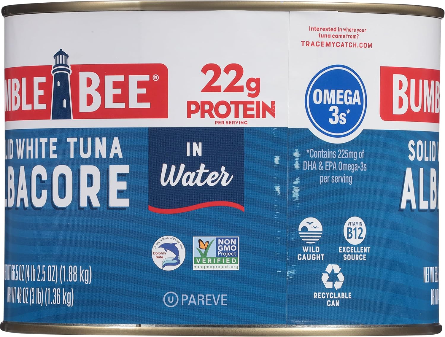 Solid White Albacore Tuna in Water, 66.5 Oz Bulk Food Service Can – Wild Caught