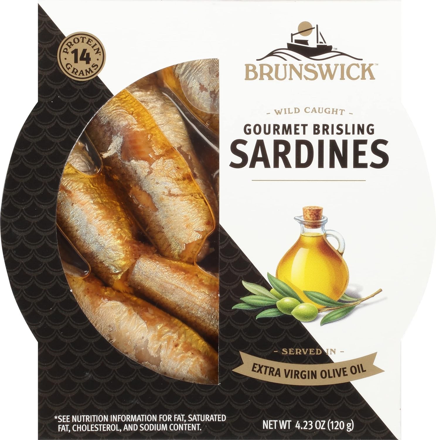 Brunswick Wild Caught Gourmet Brisling Sardines in Extra Virgin Olive Oil, 4….
