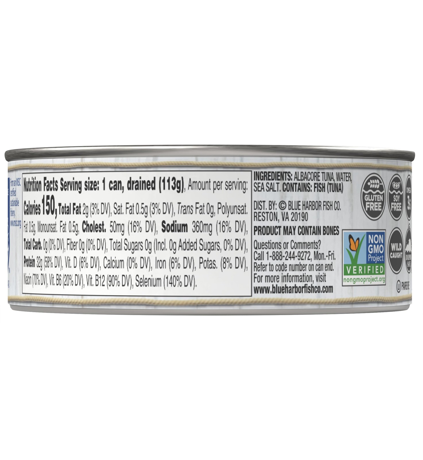 Blue Harbor Fish Co. Wild Albacore Solid White Tuna in Water with Sea Salt – …