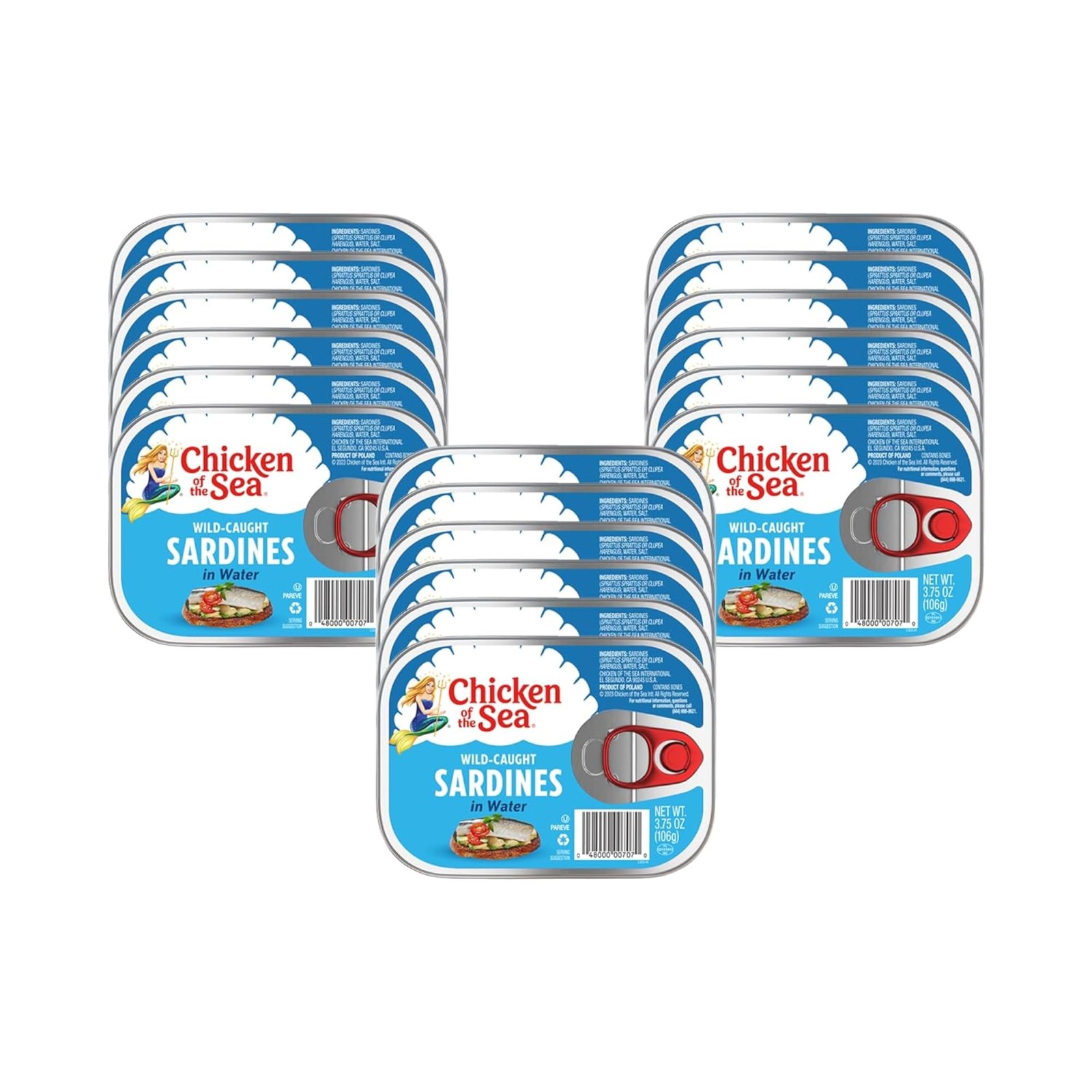 Chicken of the Sea Wild Caught Sardines in Water, 3.75 oz Cans, 18Count – Hig…