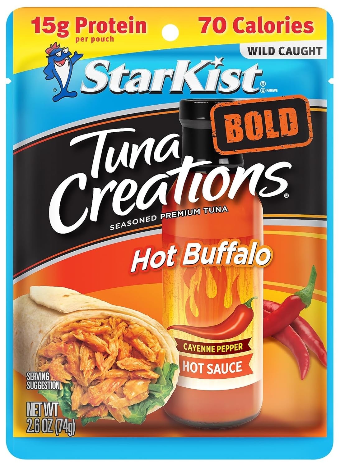 Tuna Creations BOLD Hot Buffalo, 2.6 Oz Pouch (1 Pack) Ready to Eat Wild Caught