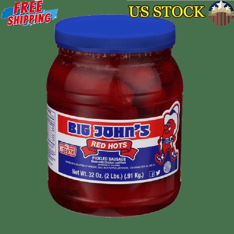 Ready To Eat Pickled Red Hots Sausage 32-oz Plastic Jar Chicken and Pork Sausage