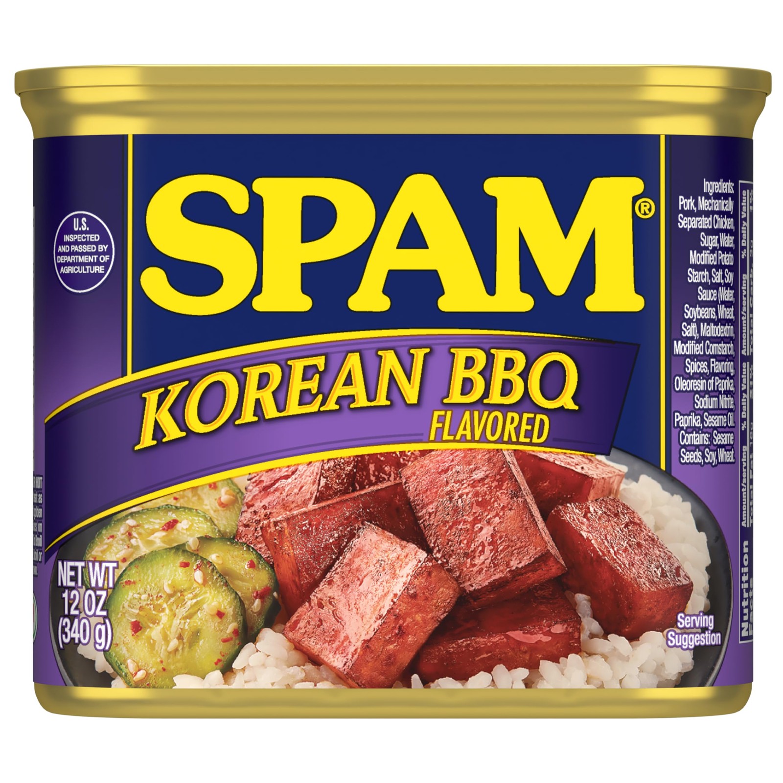 SPAM Korean BBQ Flavored Meat 12 Ounce Shelf Stable Pantry Staple 7g Protein