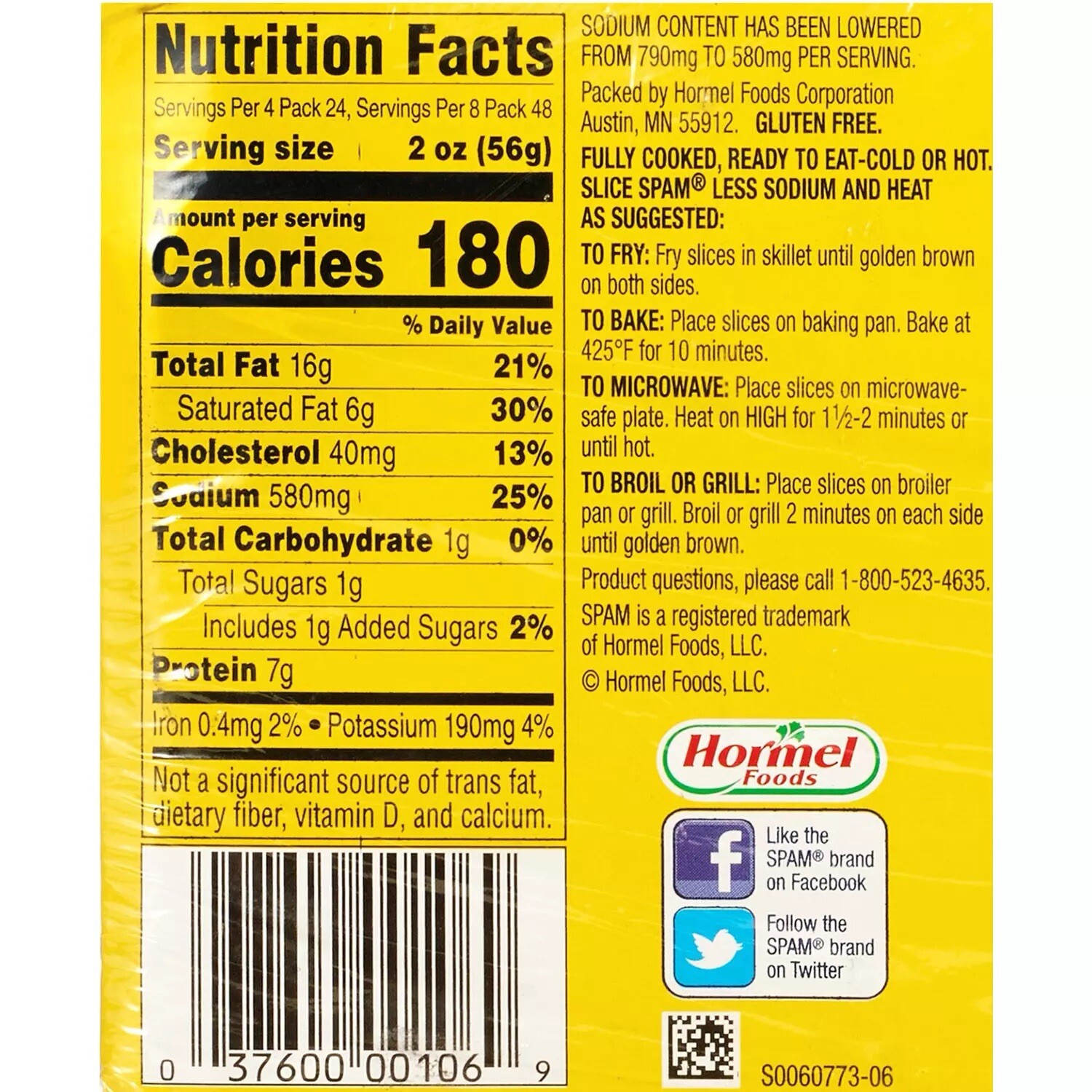 SPAM Less Sodium 12 oz., 8 pk.