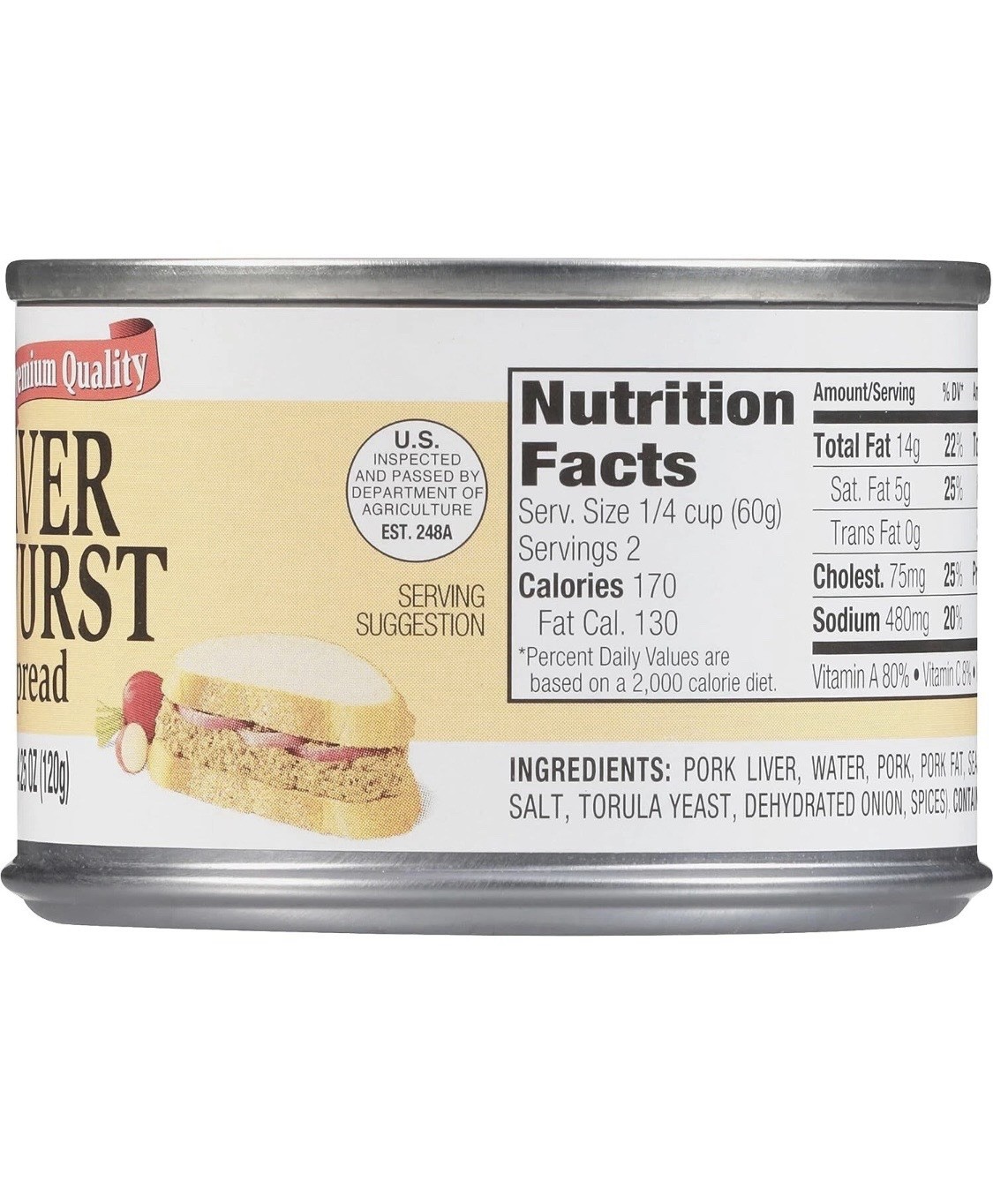 Underwood Premium Quality Liver Wurst Spread 4.25 oz ( Pack of 6 )