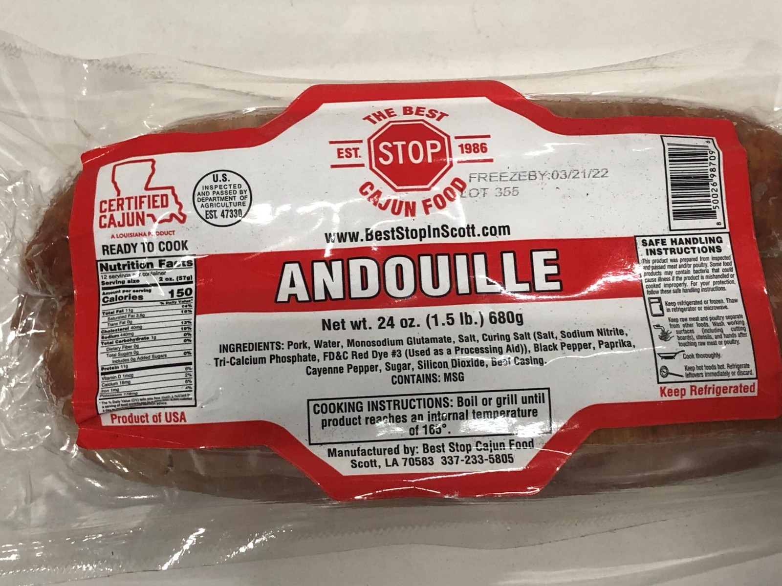 The Best Stop Andouille Sausage 24 Oz (2 Pack)