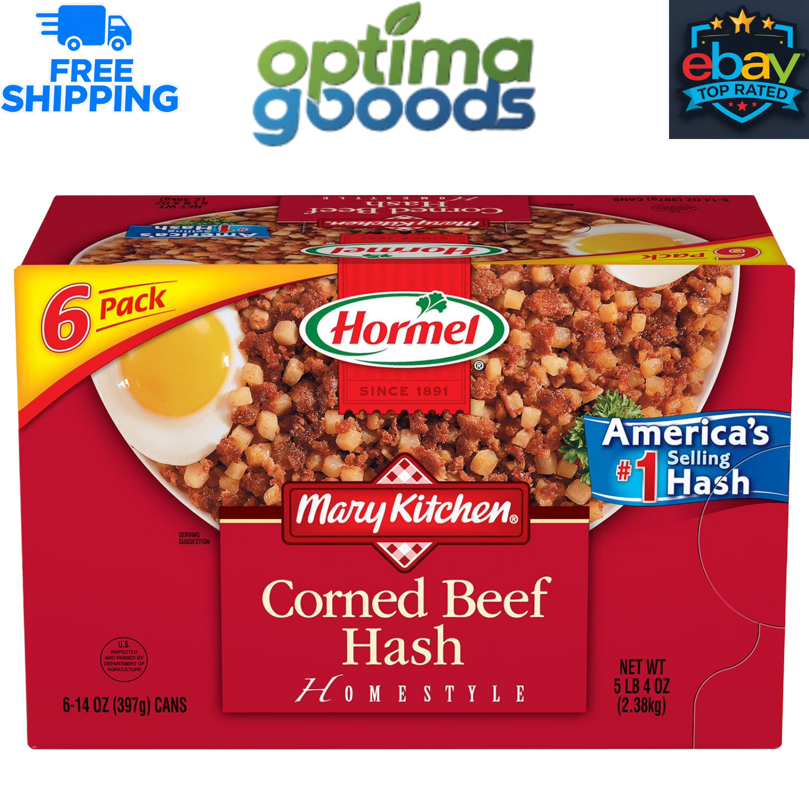 Hormel Mary Kitchen Corned Beef Hash (14 oz., 6 Pack) Fully Cooked High Protein
