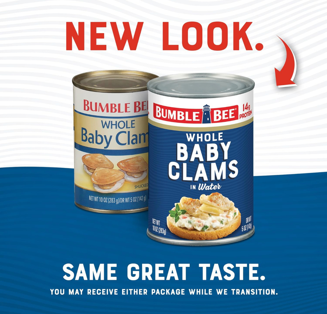 Whole Baby Canned Clams, 10 Oz Can (Pack of 12) – Ready to Eat – 13G Protein