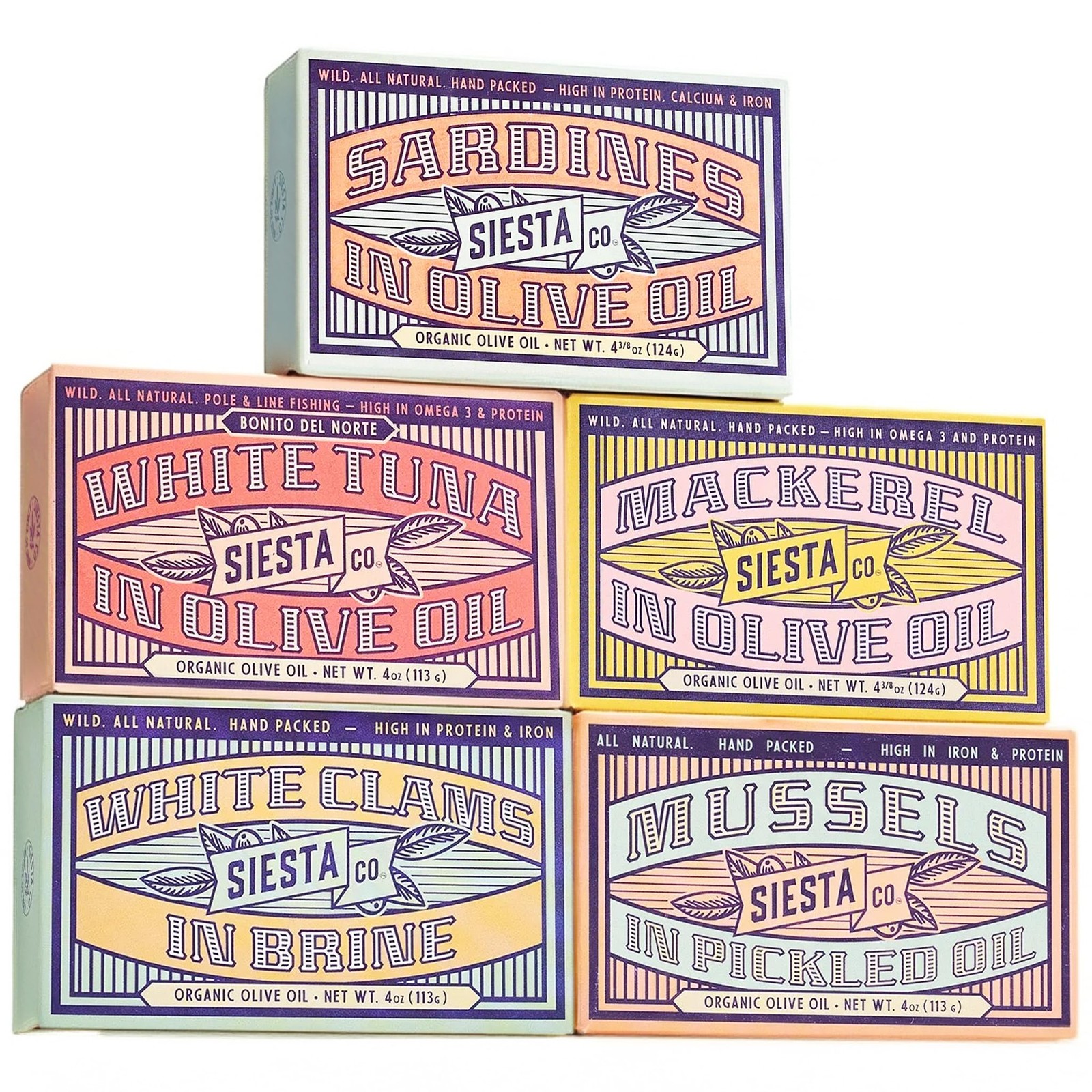 Siesta Co. Spanish Tinned Seafood Variety Pack – 5 Gourmet Cans of Sardines, …