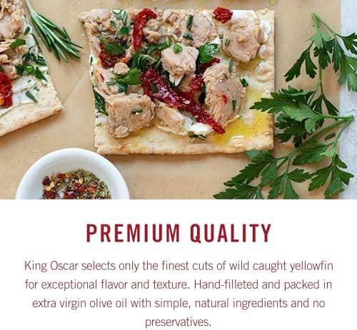 King Oscar Yellowfin Tuna in Extra Virgin Olive Oil, 5 Ounce Cans (Pack of 6)…