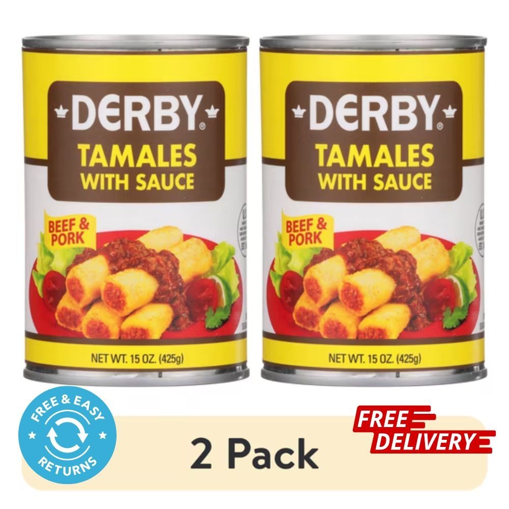 (2 pack) Derby Beef and Pork Tamales with Sauce, 15 oz Can
