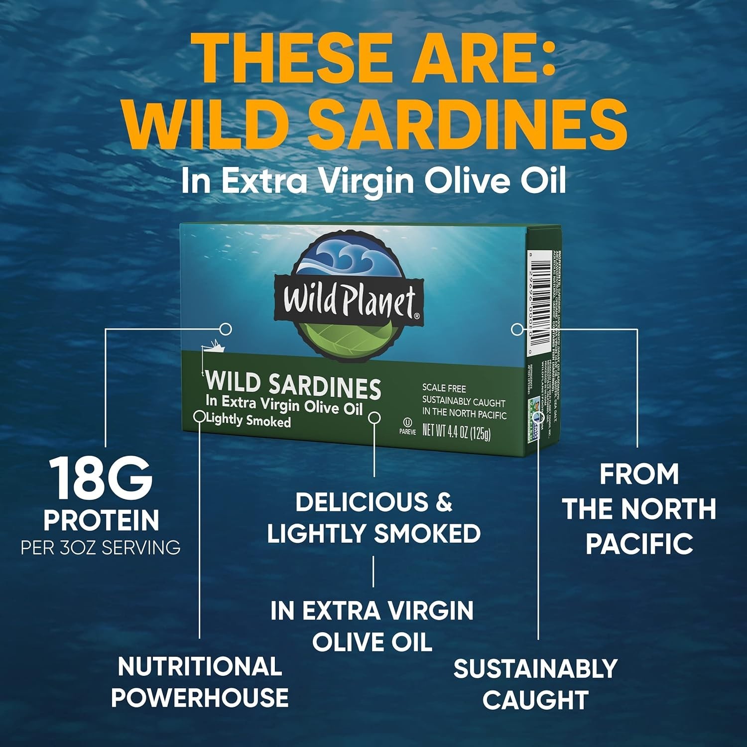 Convenient Wild Planet Sardines with Light Smoky Flavor in Olive Oil – 4.4 oz