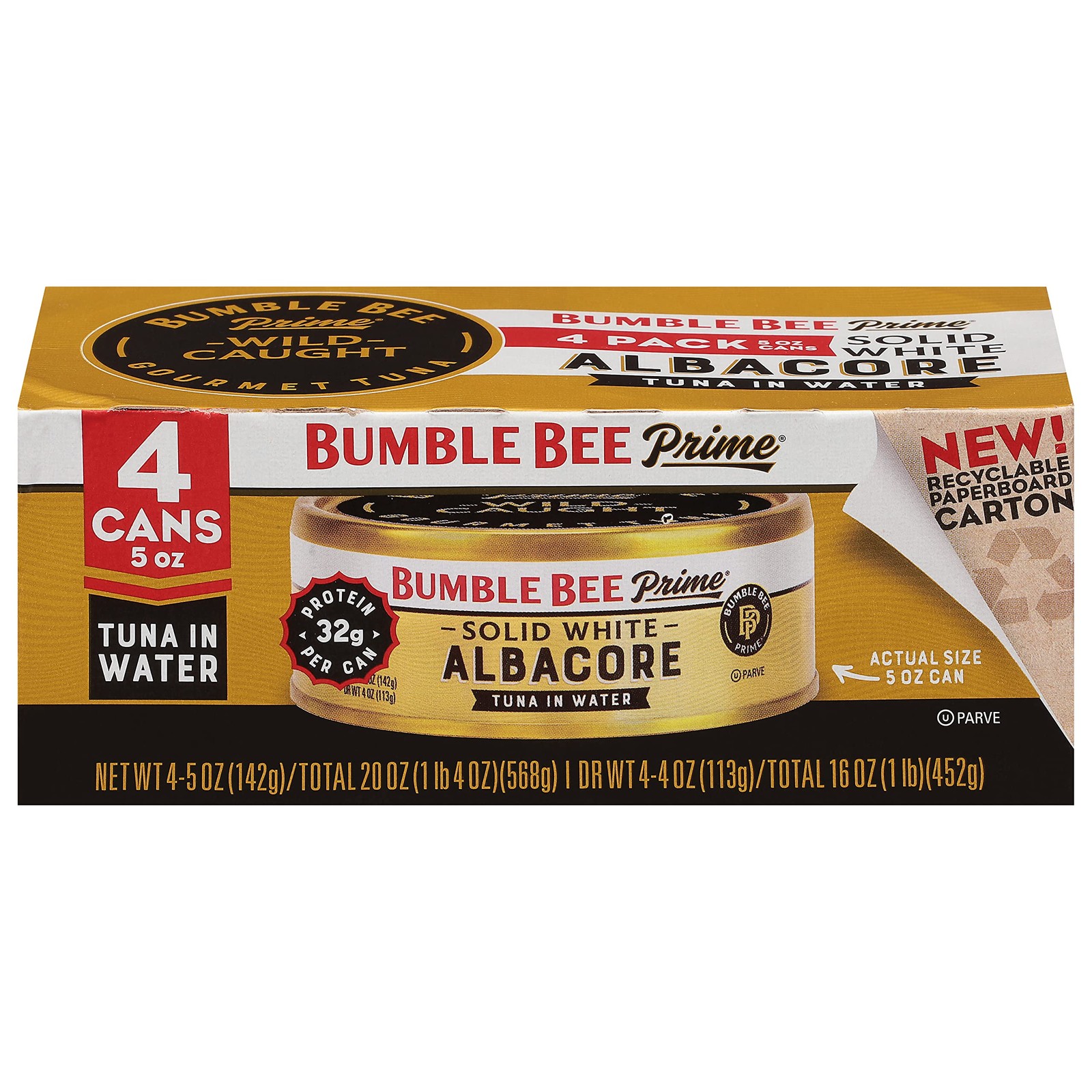 Bumble Bee Prime Solid White Albacore Tuna in Water, 5 oz Easy Open Cans Pack…