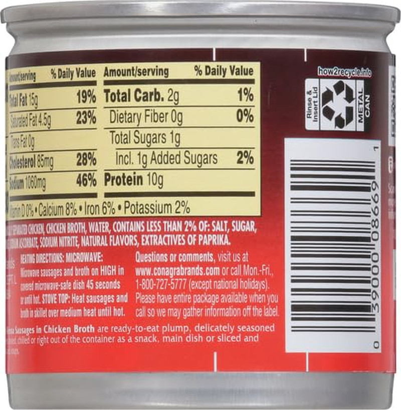 Libby’S Chicken Vienna Sausage in Chicken Broth, Ready to Eat Canned Sausage, 10