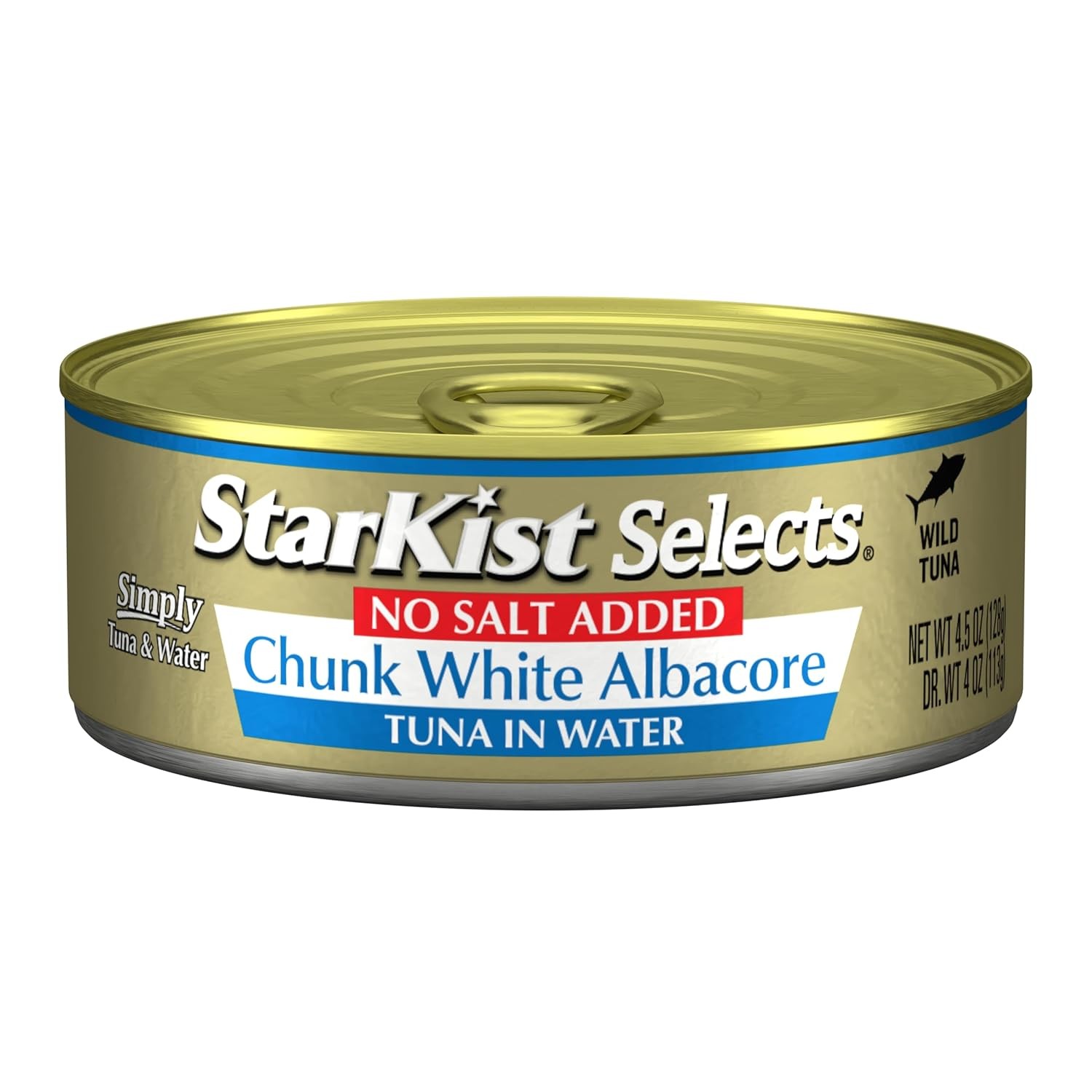 Albacore Tuna Cans No Salt Added Chunk White in Water 4.5 oz Canned Tuna in