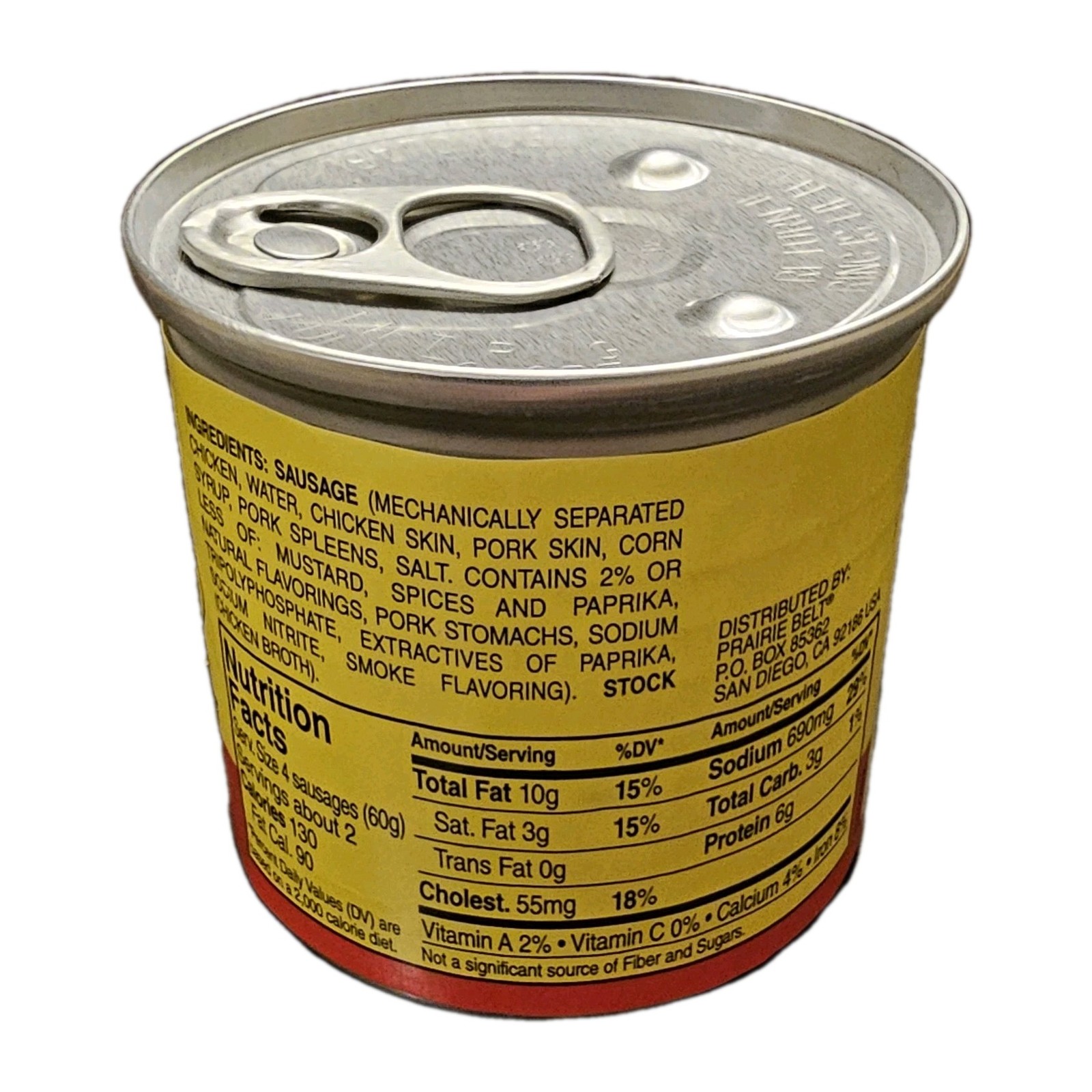 Prairie Belt Smoked Sausage 4.6oz Shelf Stable Canned Meat Prepper RV Food