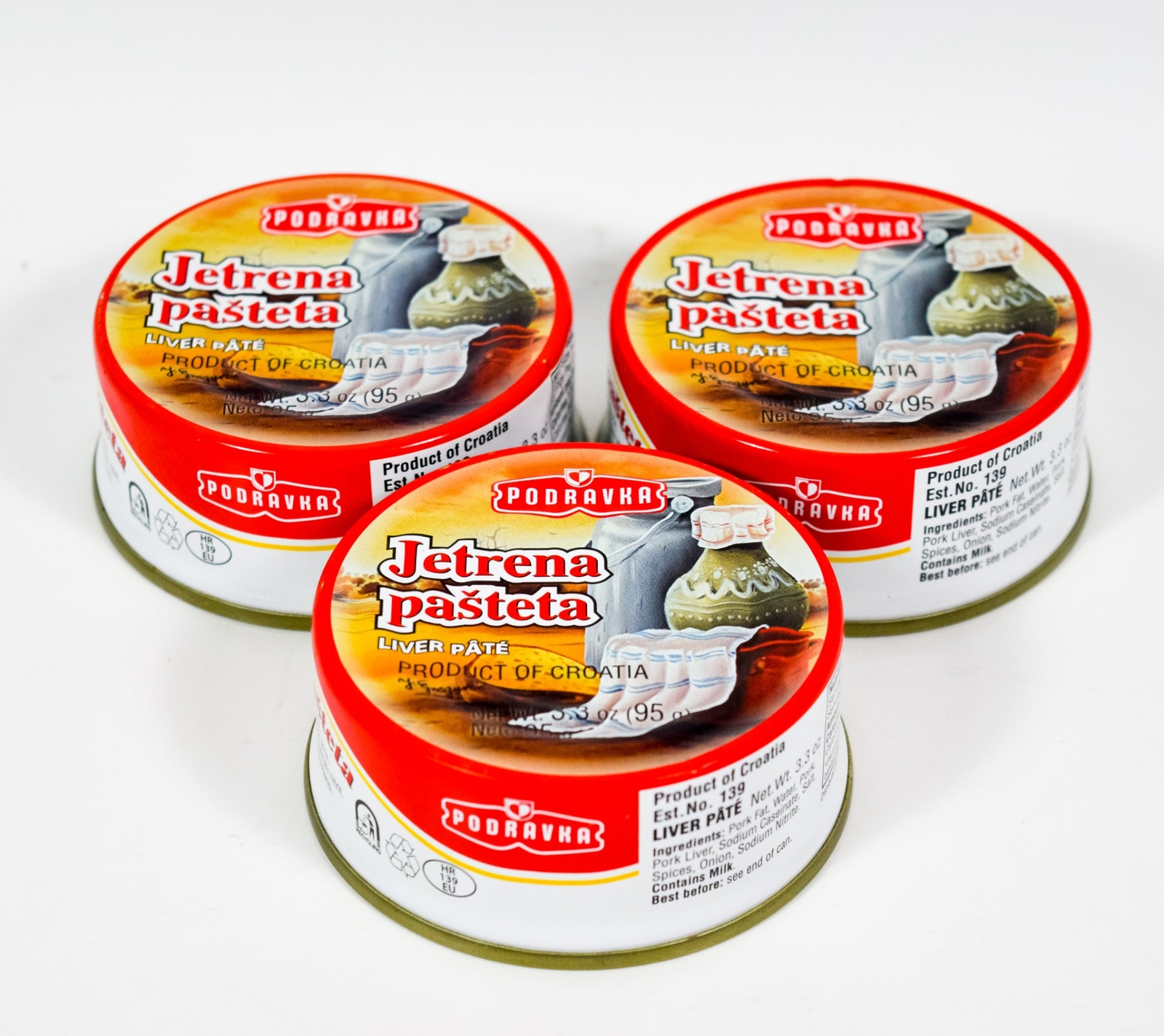 3 Pack Podravka Jetrena Pasteta Pork Liver Pate 3.3oz (95g) 1/2027 Croatia