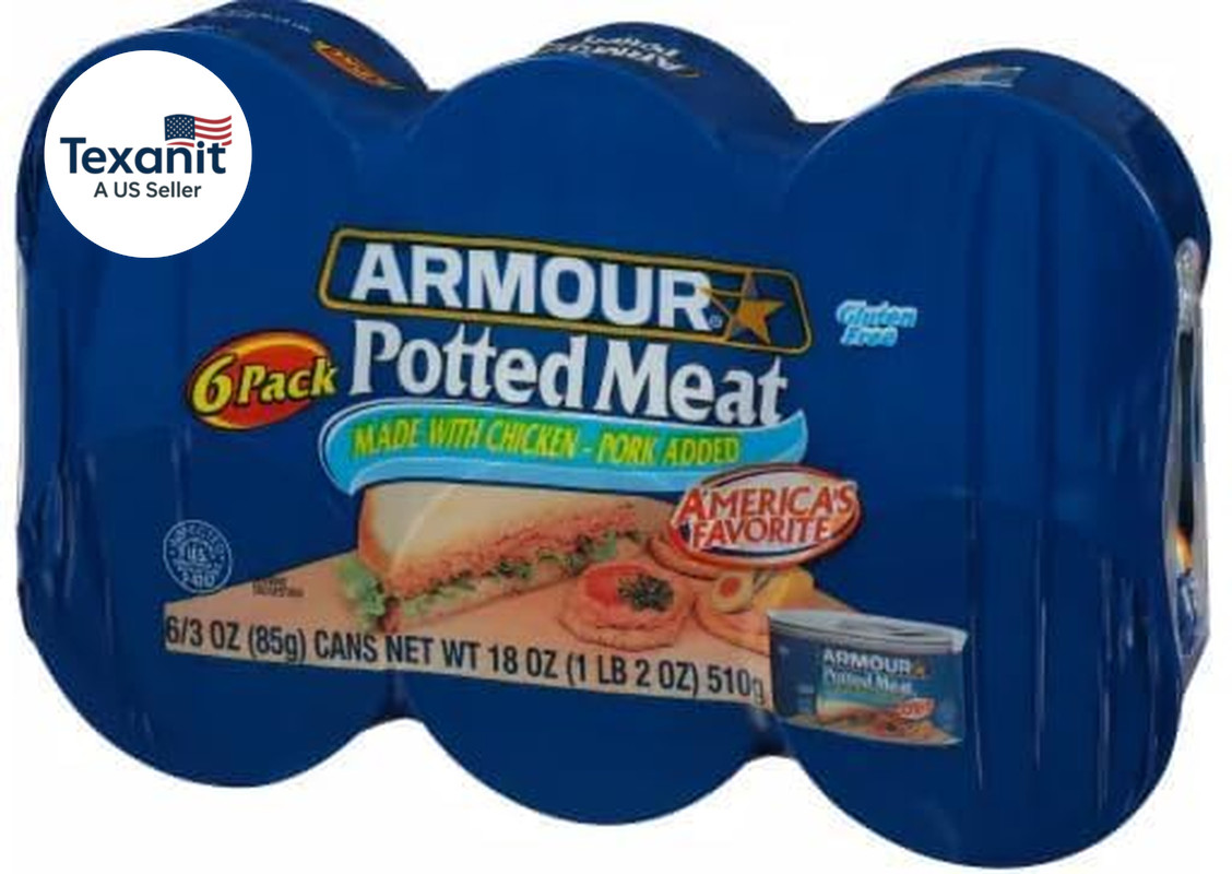 (Pack of 1) Potted Meat 6 Ct / 3 Oz Cans., Regular
