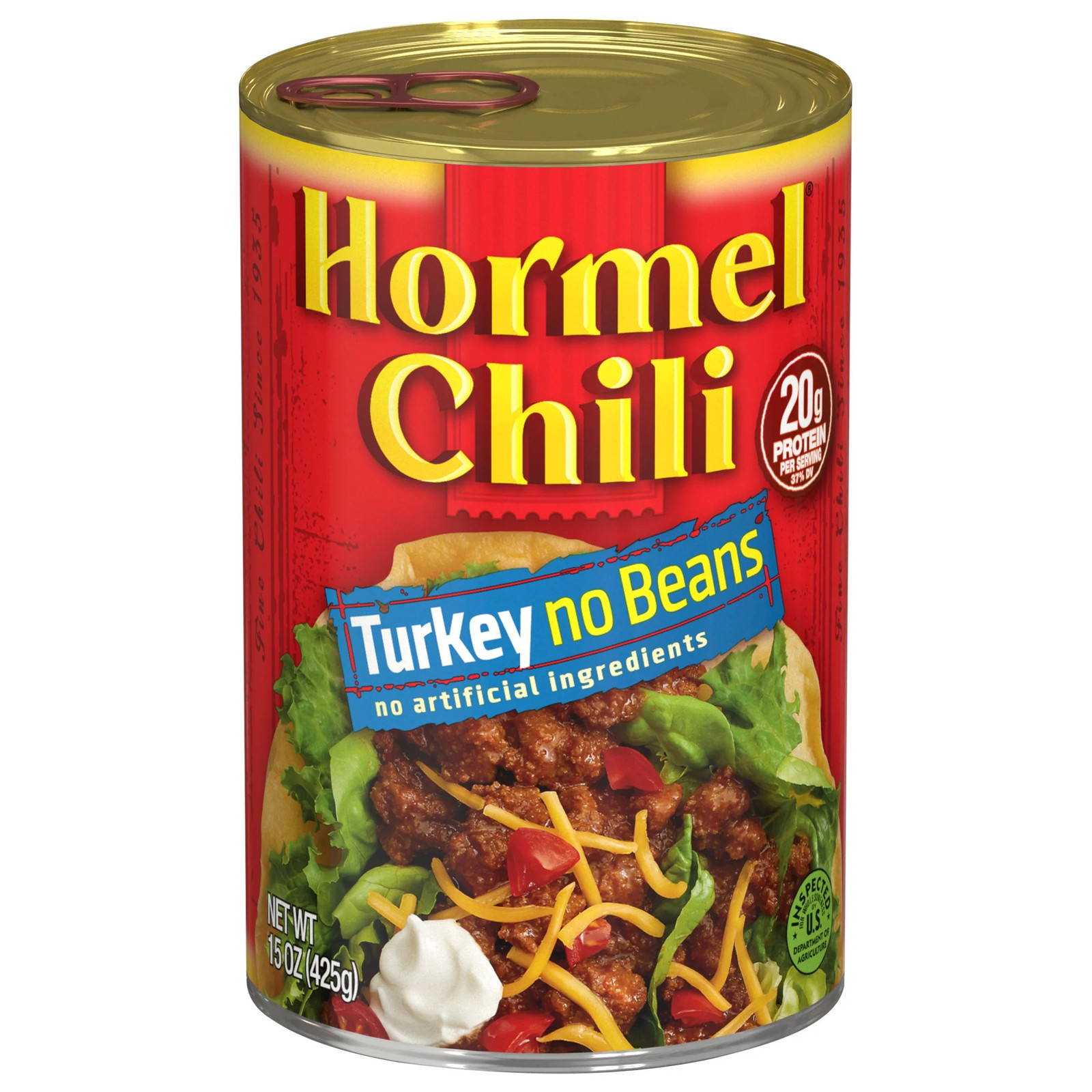 Chili Turkey No Bean Canned Chili, Shelf Stable, 15 Oz Steel Can