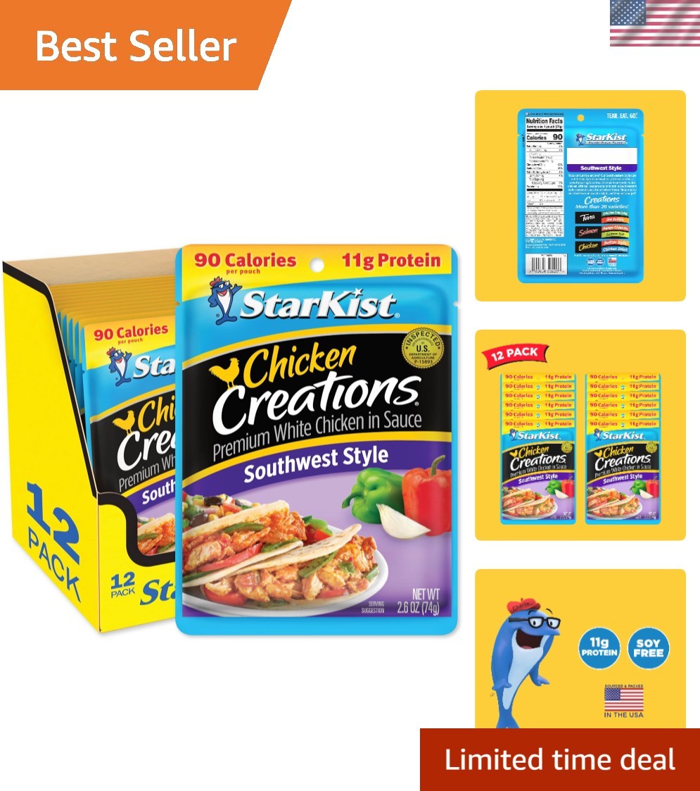 Flavor Fresh Pouches – 12 Pack Southwest Chicken, 11g Protein & 90 Calories Each