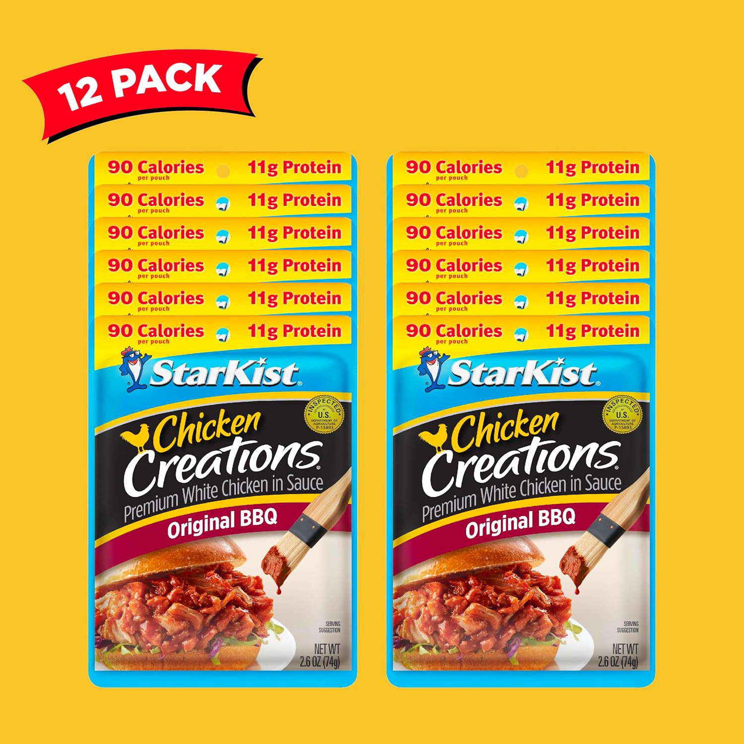 StarKist Classic BBQ Chicken Pouch 2.6 oz Pack of 12 | Ready-to-Eat Protein