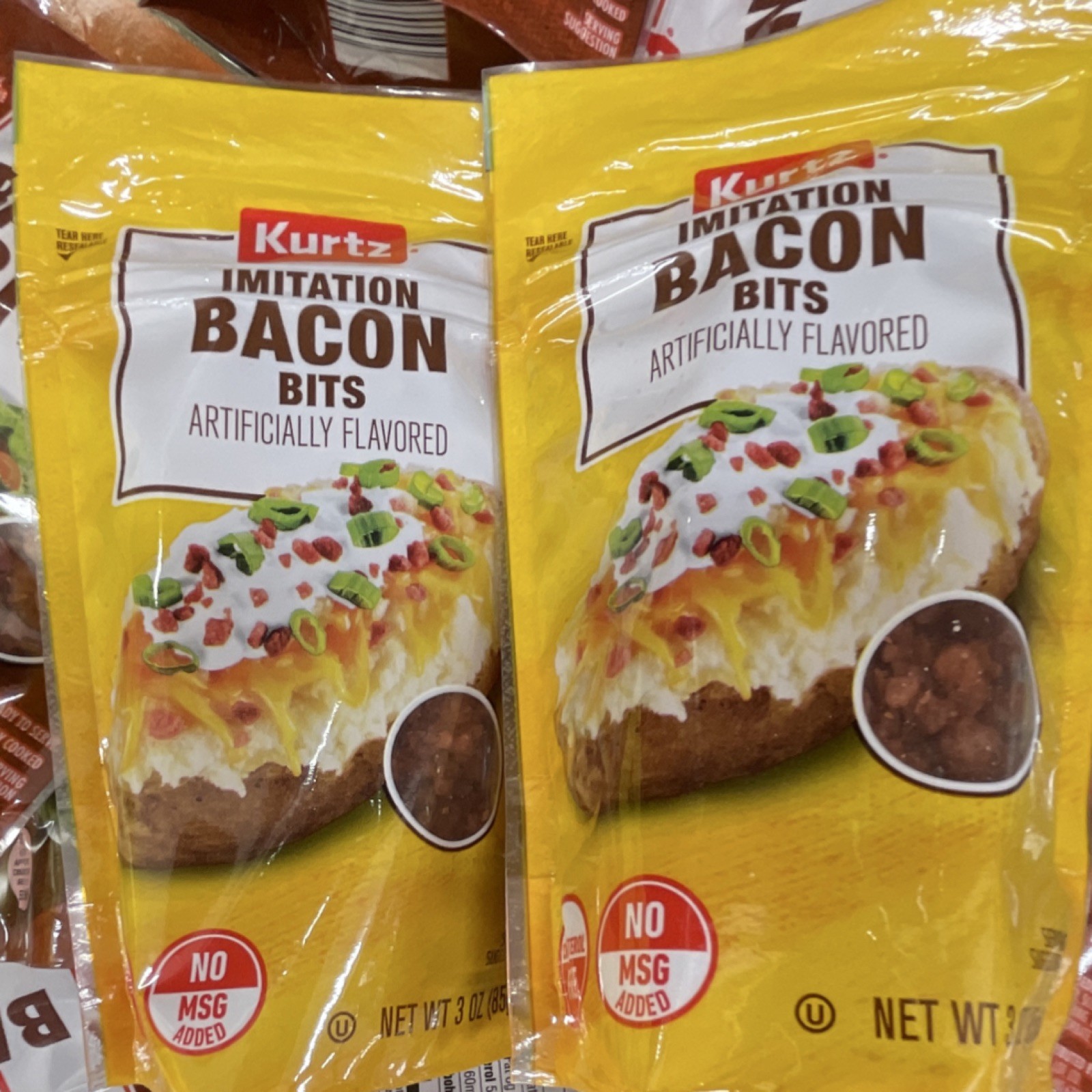 Kurtz Imitation Bacon Bits Artificially Flavored No MSG Gluten Free 3 oz