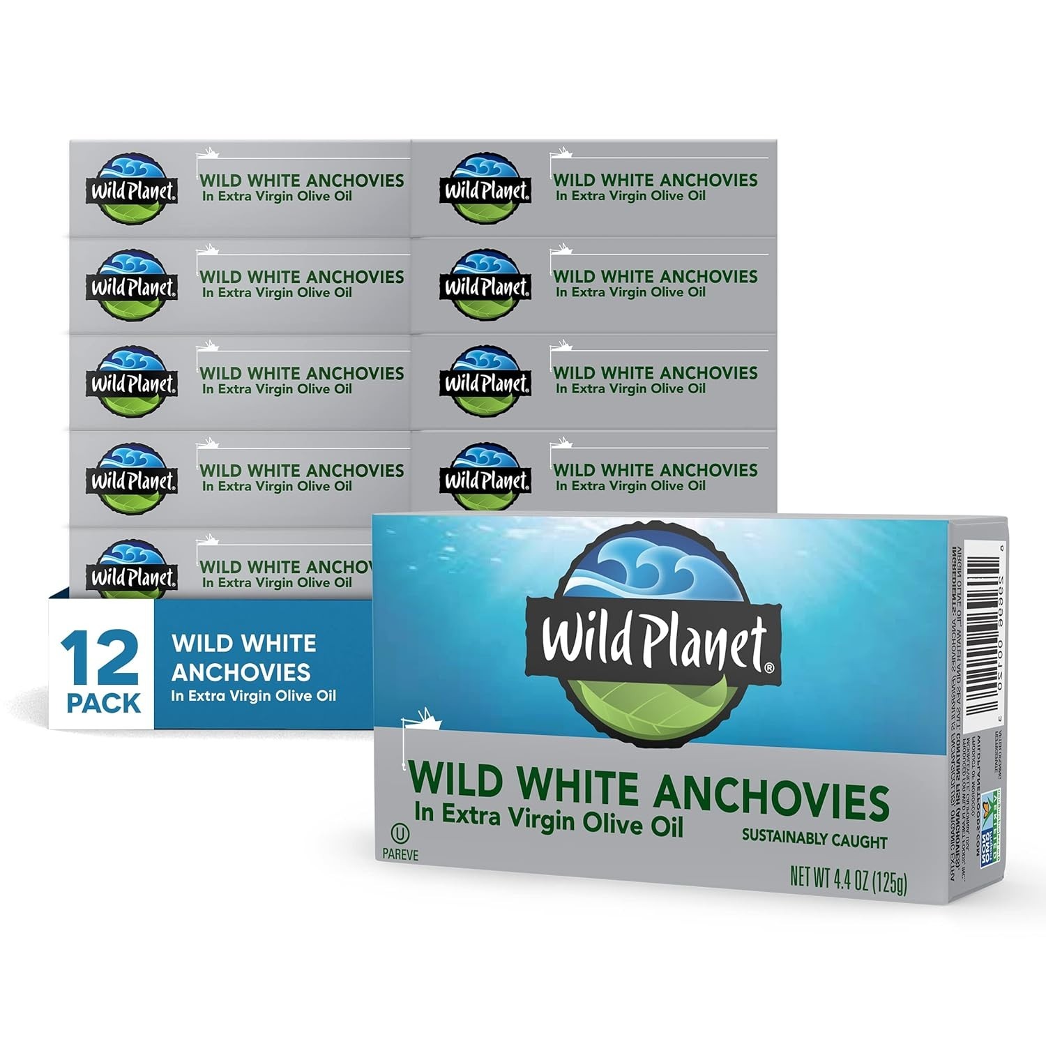 Wild White Anchovies in Extra Virgin Olive Oil, Tinned Fish, 4.4 Ounce, Pack …