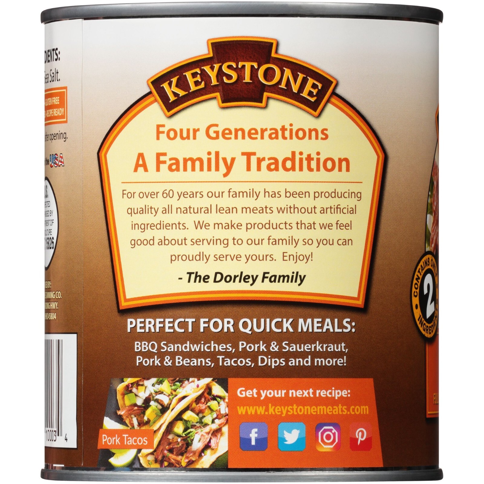 12 Pack- Keystone Meats Natural Pork Fully Cooked 28 oz Food, No Preservatives✅