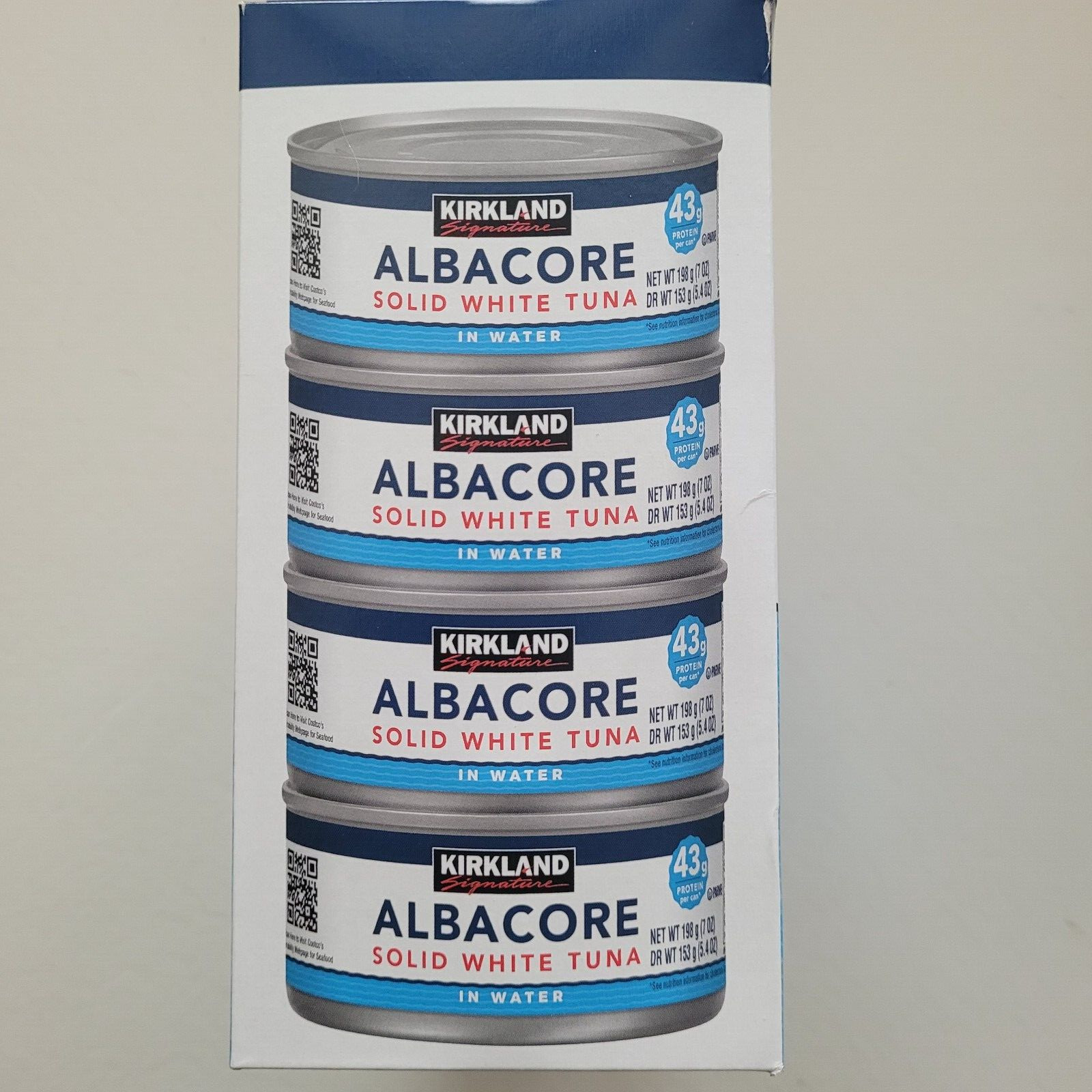 Kirkland Signature Solid White Albacore Tuna Superior 8 Cans 3.5LB In Water Fish