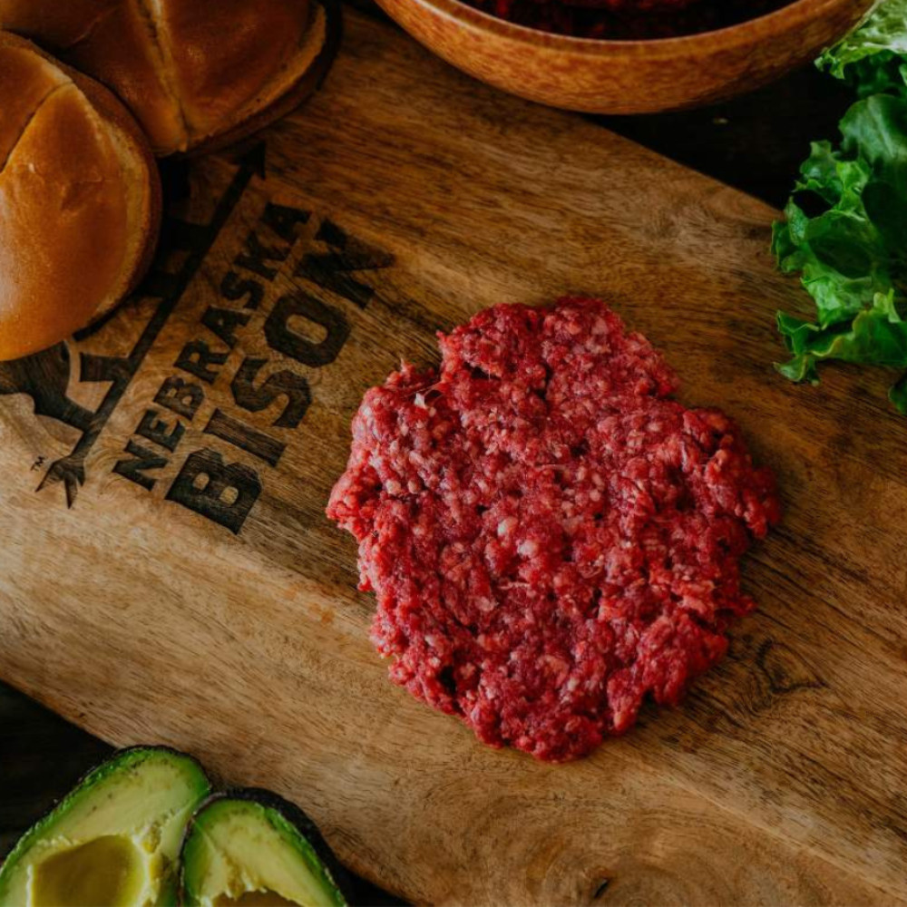 Bison Burger Patties | 12 – 1/3 lb Pre-Formed Burgers | Case of 4 | Nebraska Bis