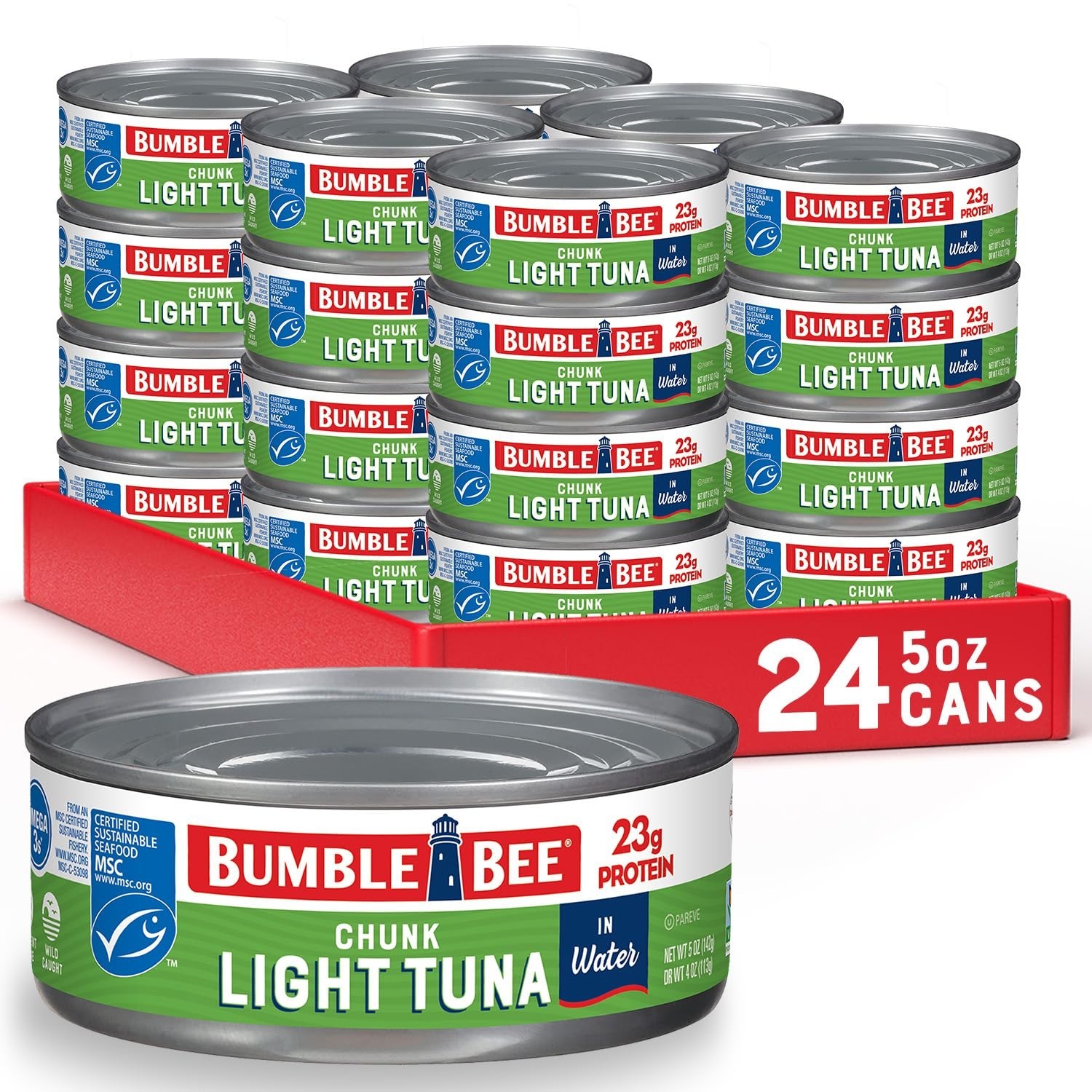 Bumble Bee Chunk Light Tuna In Water, 5 oz Cans (Pack of 24) – Wild Caught