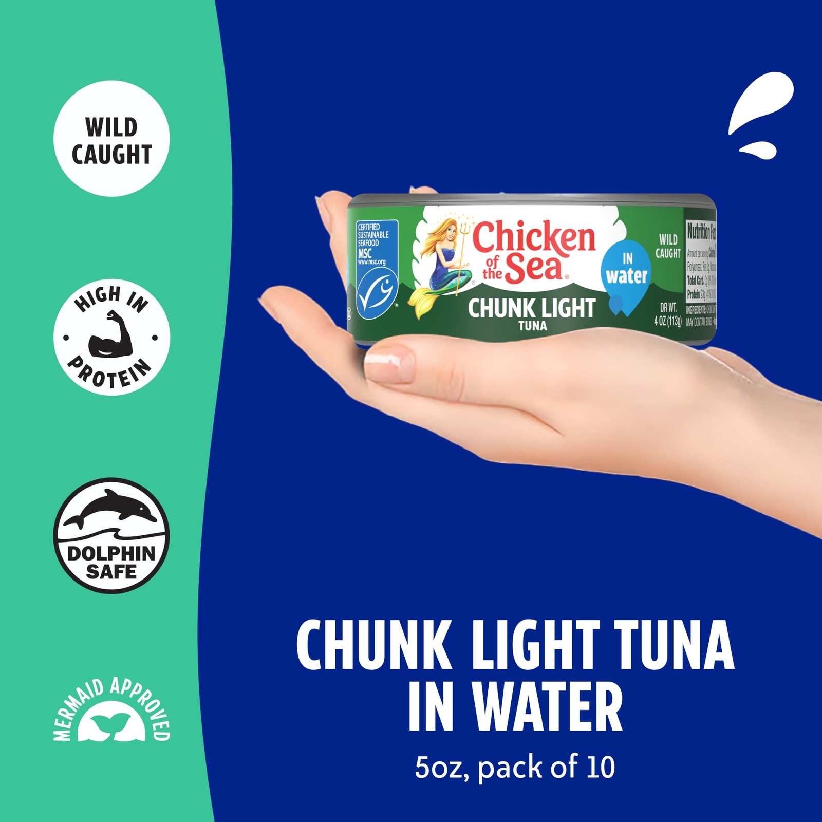 Chicken of the Sea Wild Caught Chunk Light Tuna, 5 Ounce 5 (Pack 10)